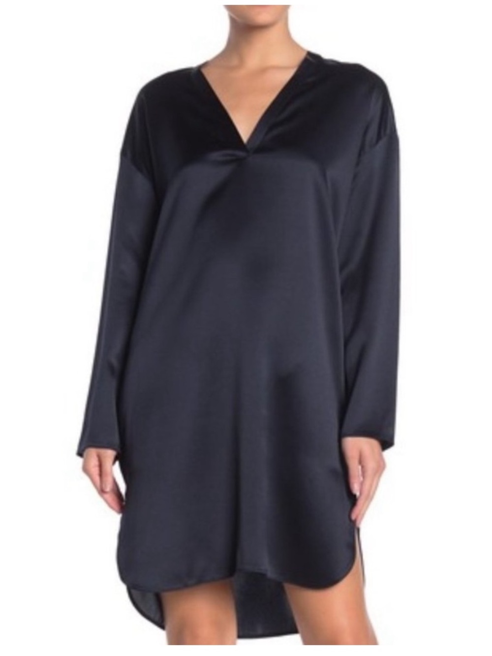 VINCE 100% Silk V-Neck Tunic Dress in Coastal Blue Sz M. EUC.